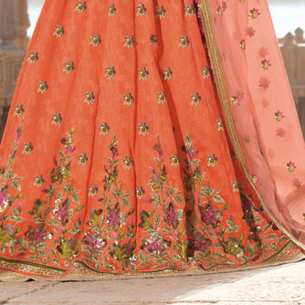 Laxmipati LH-008 Vibrant Orange Lehenga