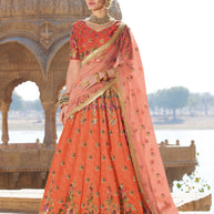 Laxmipati LH-008 Vibrant Orange Lehenga