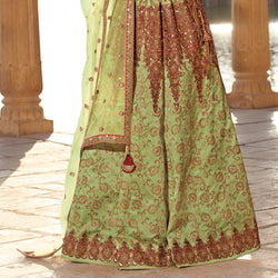 Laxmipati LH-032 Olive Green Bridal Lehenga