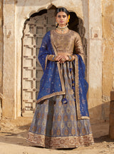 Laxmipati LH-033 Blue & Brown Fusion Lehenga