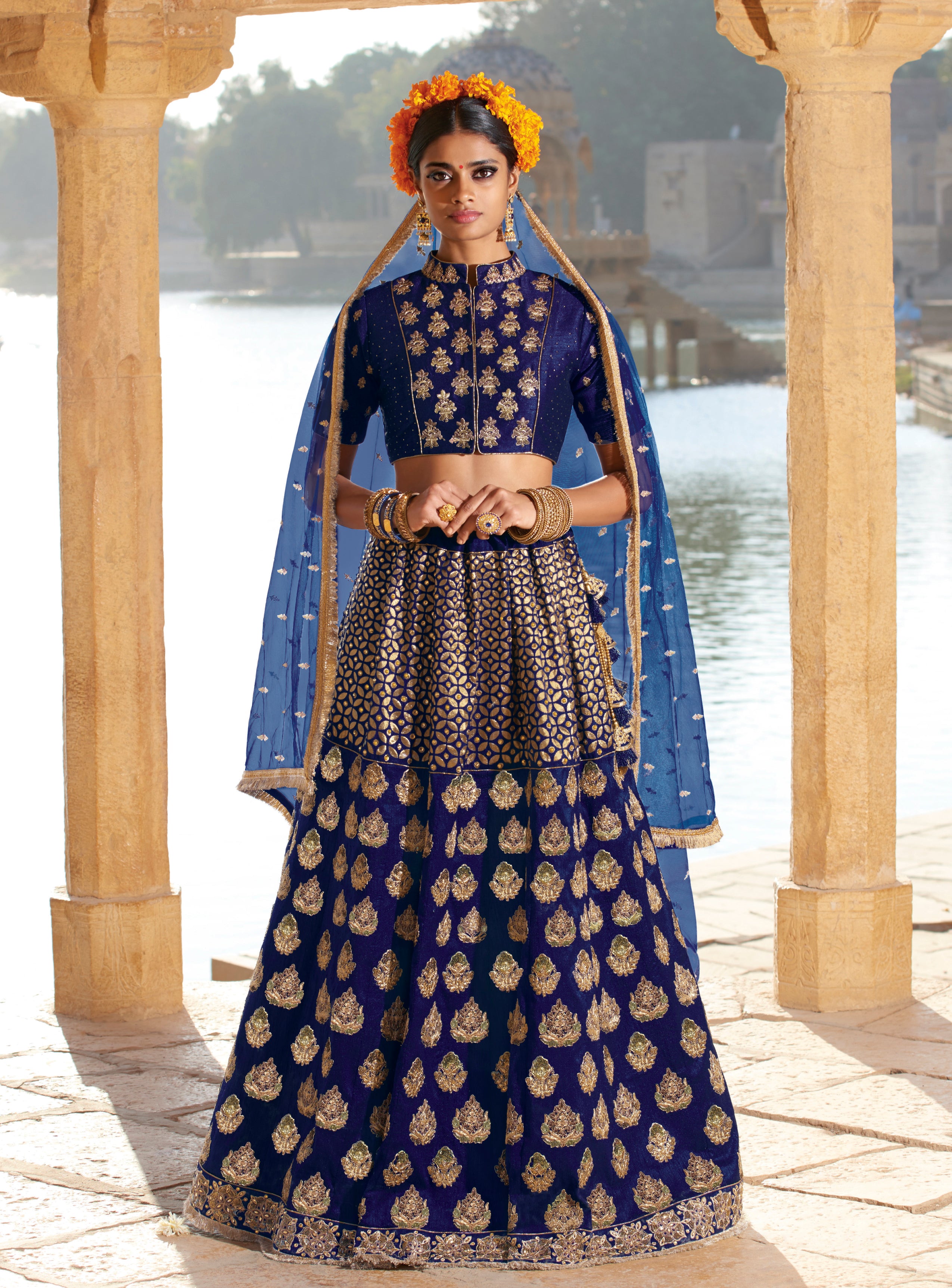 Laxmipati LH-036 Serene Blue Bridal Lehenga