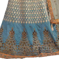 Laxmipati LH-044 Blue & Brown Fusion lehenga