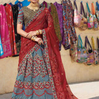 Laxmipati LH-045 Bold Blue Bridal Lehenga
