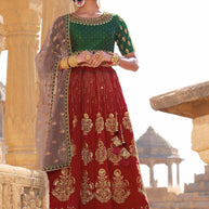 Laxmipati LH-056 Red & Green Wedding Lehenga