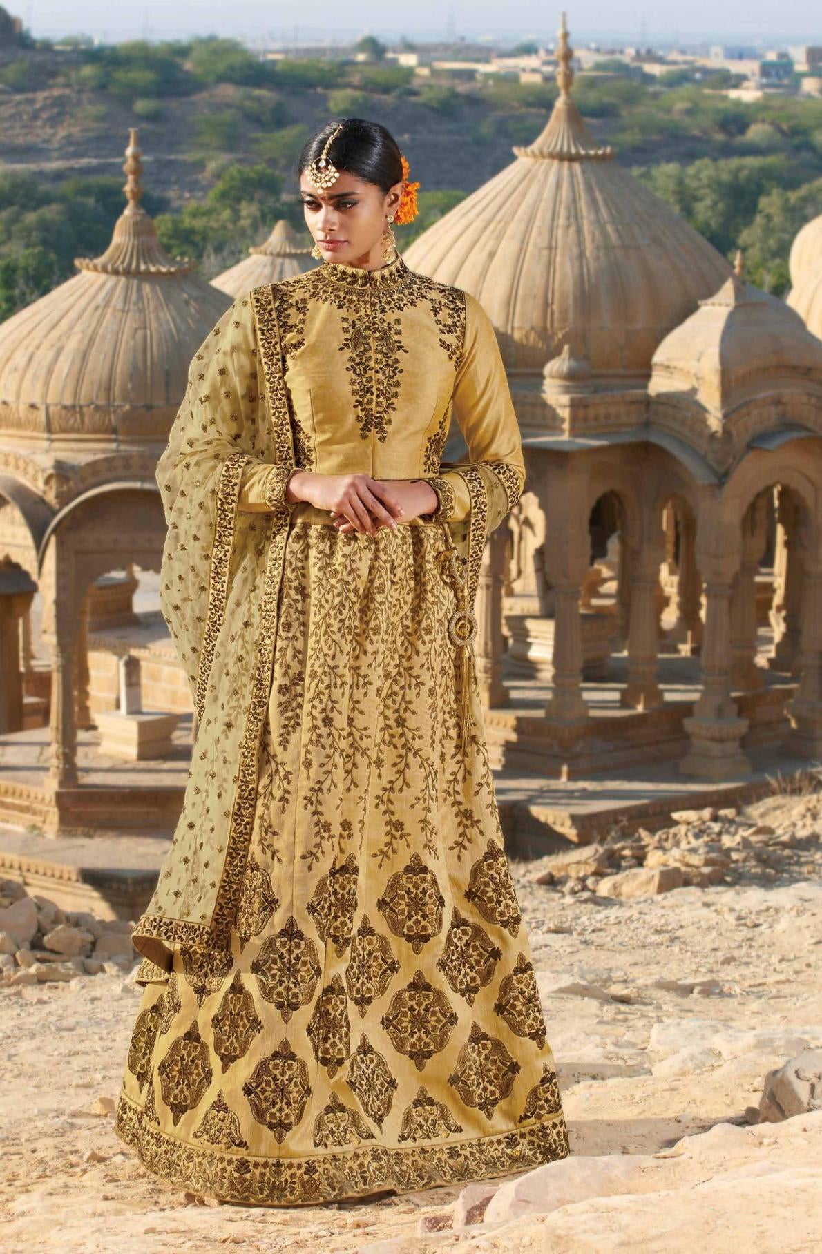 Laxmipati LH-057 Regal Gold Lehenga