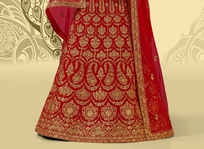 Laxmipati LH-100 Pearl Red Lehenga