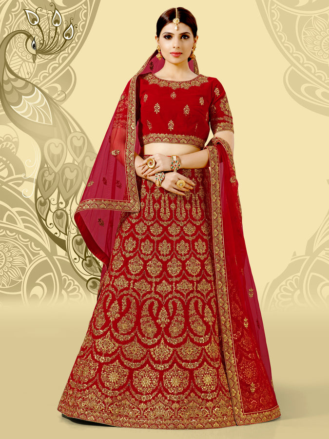 Laxmipati LH-100 Pearl Red Lehenga