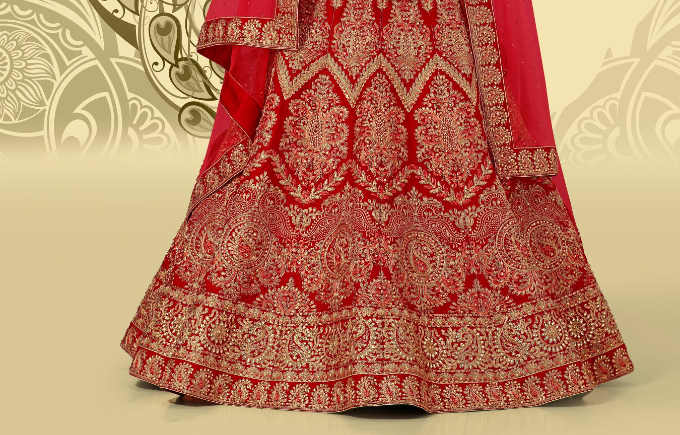 Laxmipati LH-060 Embroidered Red Lehenga