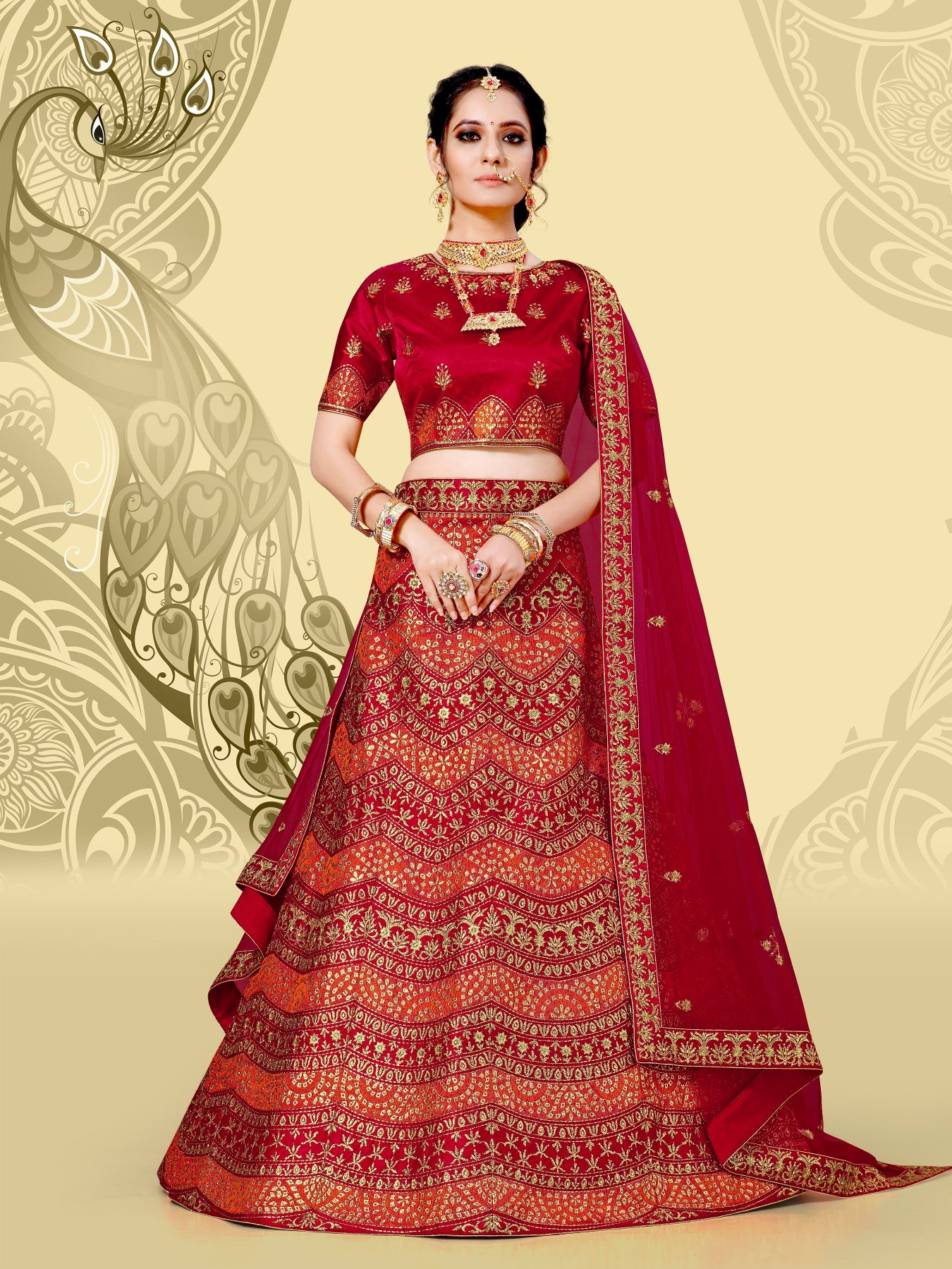 Laxmipati LH-061 Radiant Red Lehenga