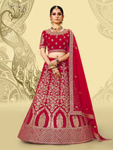 Laxmipati LH-077 Golden Red Lehenga