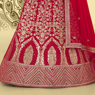 Laxmipati LH-077 Golden Red Lehenga