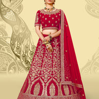 Laxmipati LH-077 Golden Red Lehenga