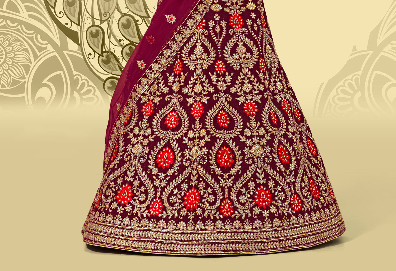 Laxmipati LH-080 Royal Maroon Lehenga