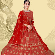 Laxmipati LH-081 Red Semi Stitched Lehenga