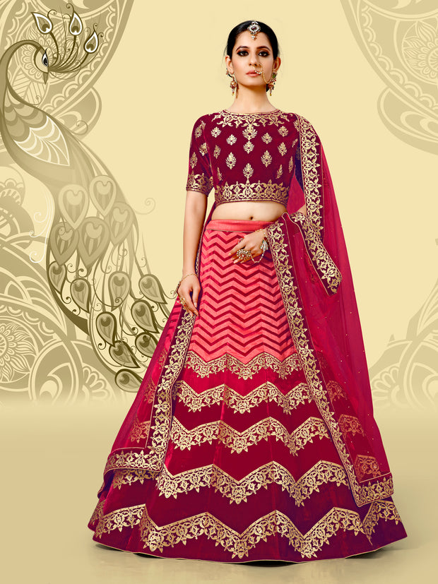 Laxmipati LH-082 Vibrant Maroon Lehenga