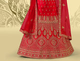 Laxmipati LH-085 Red Art Silk Semi Stitched Lehenga