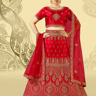 Laxmipati LH-085 Red Art Silk Semi Stitched Lehenga