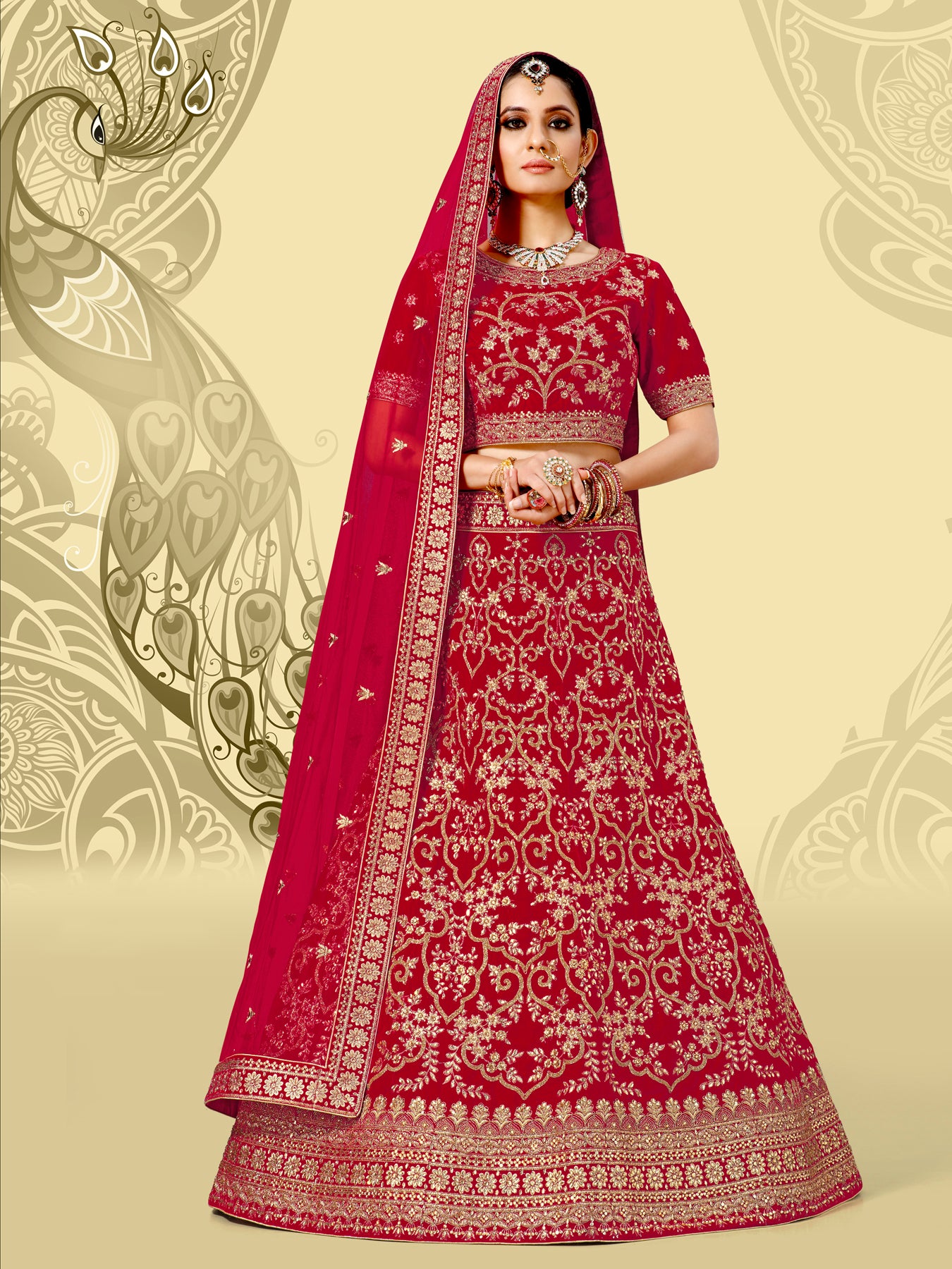 Laxmipati LH-086 Luxurious Red Lehenga