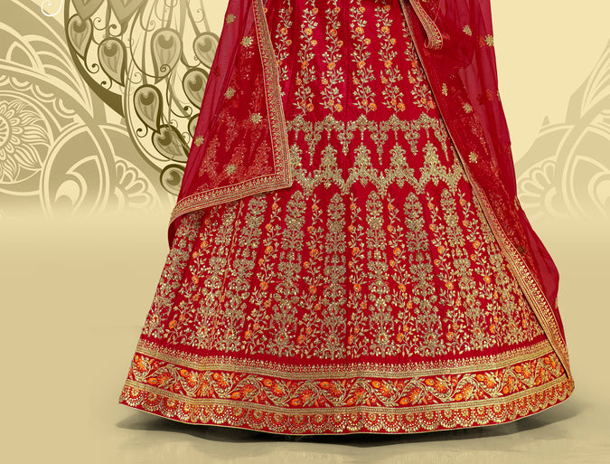 Laxmipati LH-094 Red Velvet Lehenga