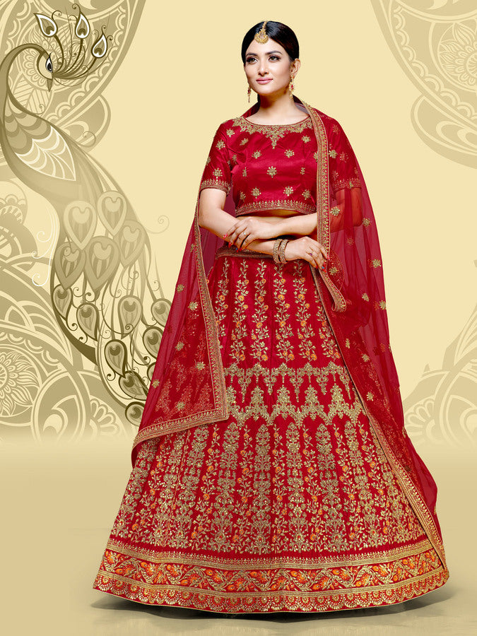 Laxmipati LH-094 Red Velvet Lehenga