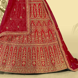 Laxmipati LH-096 Red Upada Silk Lehenga