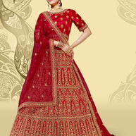 Laxmipati LH-096 Red Upada Silk Lehenga