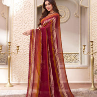 Laxmipati Limca Wine Georgette Geometric Printed Saree