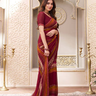 Laxmipati Limca Wine Georgette Geometric Printed Saree