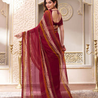 Laxmipati Limca Wine Georgette Geometric Printed Saree