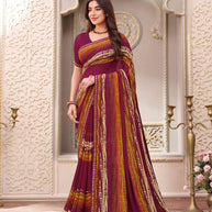 Laxmipati Limca Wine Georgette Geometric Printed Saree