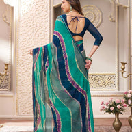 Laxmipati Limca Teal Green Georgette Wavy Printed Saree