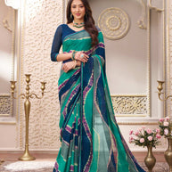 Laxmipati Limca Teal Green Georgette Wavy Printed Saree