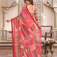 Laxmipati Limca Pink Georgette Geometric Printed Saree