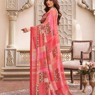 Laxmipati Limca Pink Georgette Geometric Printed Saree