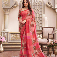 Laxmipati Limca Pink Georgette Geometric Printed Saree
