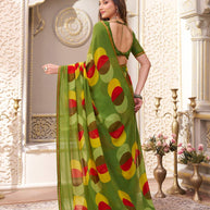Laxmipati Limca Green Georgette Geometric Printed Saree