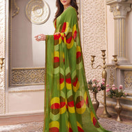 Laxmipati Limca Green Georgette Geometric Printed Saree
