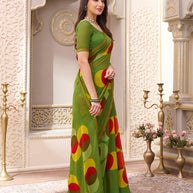 Laxmipati Limca Green Georgette Geometric Printed Saree