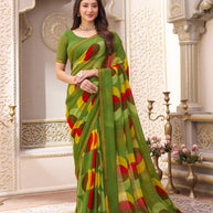 Laxmipati Limca Green Georgette Geometric Printed Saree
