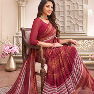 Laxmipati Limca Dark Pink Georgette Geometric Printed Saree