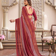 Laxmipati Limca Dark Pink Georgette Geometric Printed Saree