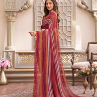 Laxmipati Limca Dark Pink Georgette Geometric Printed Saree