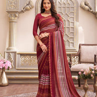 Laxmipati Limca Dark Pink Georgette Geometric Printed Saree