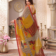 Laxmipati Limca Olive Green Georgette Geometric Printed Saree