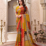 Laxmipati Limca Olive Green Georgette Geometric Printed Saree