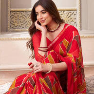 Laxmipati Limca Red Georgette Geometric Printed Saree