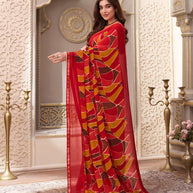 Laxmipati Limca Red Georgette Geometric Printed Saree