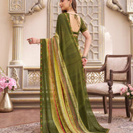 Laxmipati Limca Green Georgette Geometric Printed Saree