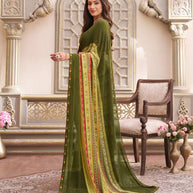 Laxmipati Limca Green Georgette Geometric Printed Saree