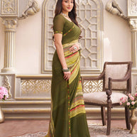 Laxmipati Limca Green Georgette Geometric Printed Saree